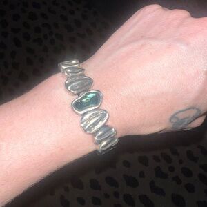 UNO de 50 Silver Bracelet with Green Accent